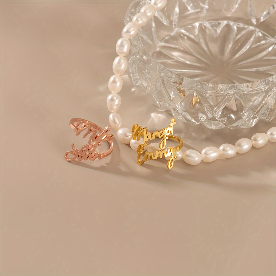 Personalized Double Name Couple Wedding Rings